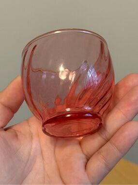 Cranberry Roly-Poly Red Pink Vintage Votive Holder by Indiana Glass 06778